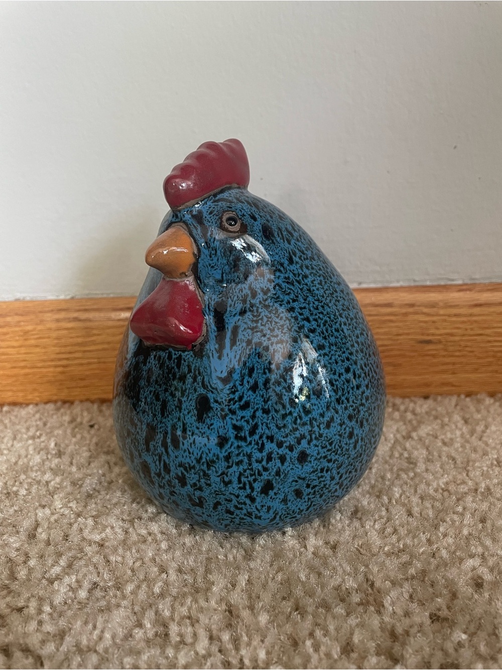 Blue Speckled Ceramic Chicken